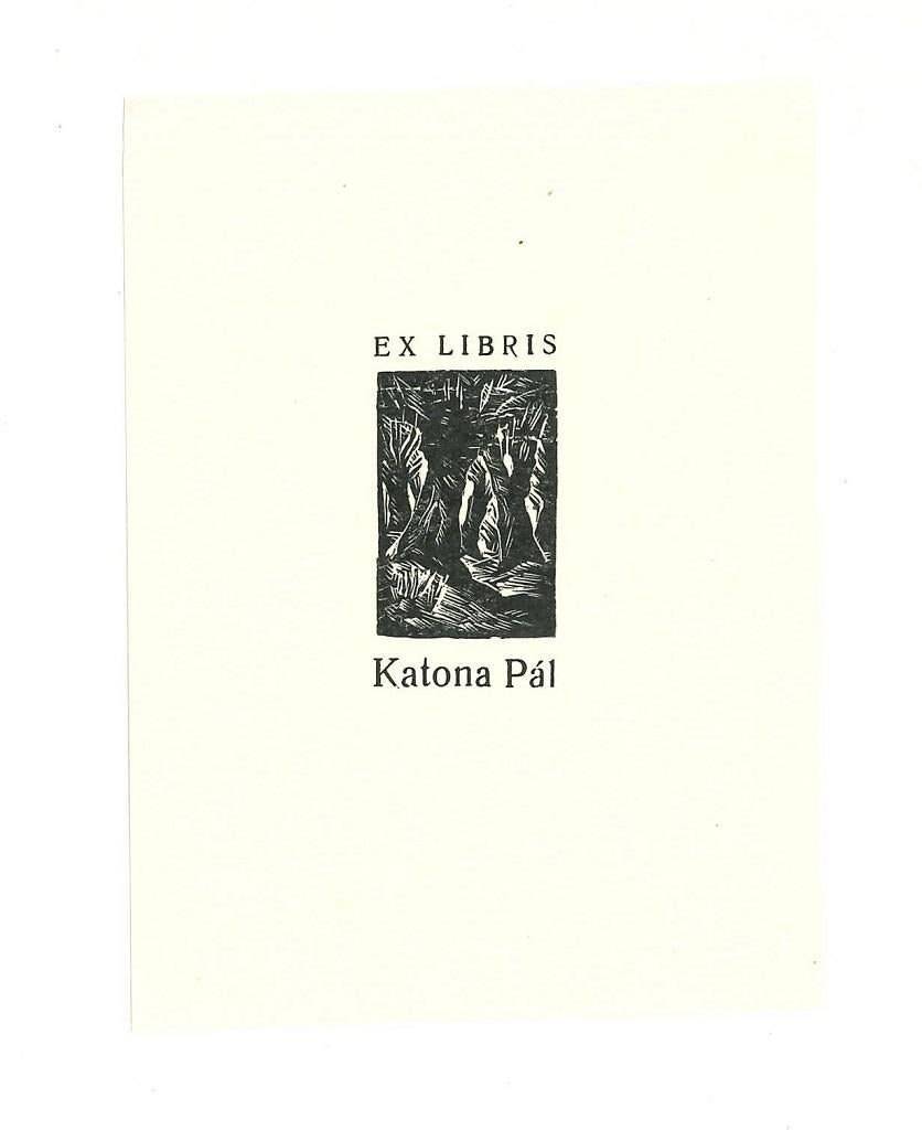 Ex Libris Katona Pal - Woodcut Print - 1960s - Art by Unknown