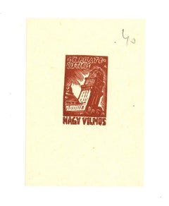 Vintage Ex Libris Nagy Vilmos - Woodcut - 1970s