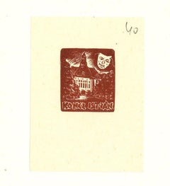 Ex Libris Konel Istvan - Original Woodcut - 1960s