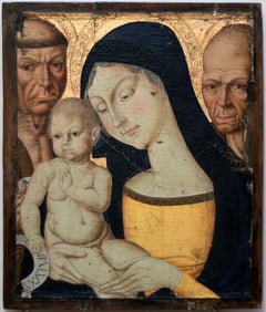 Virgin Mary with St.Stephens and St.Bernardino - Tempera by Sienese Forger-1850s