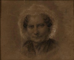 Antique Portrait of an Old Woman - Pencil Drawing - Late 18th Century