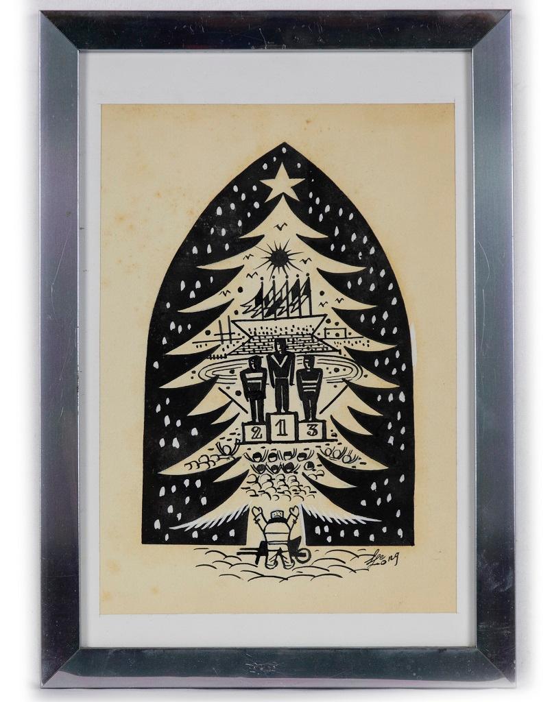 Champion - Disegno originale a tecnica mista di Herta Hausmann - Metà del XX secolo in vendita 1