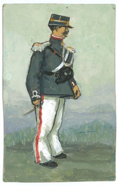 El Oficial - Dibujo original en témpera y acuarela de G. Galantara - Década de 1910