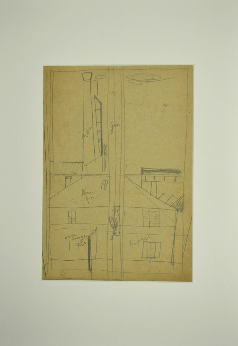 House Outside - Original Pencil Drawing - Early 20th Century