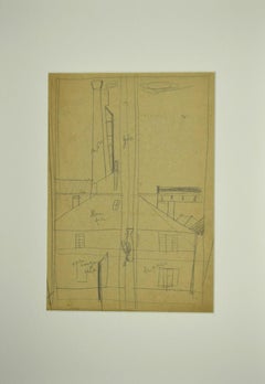 Antique House Outside - Pencil Drawing - Early 20th Century