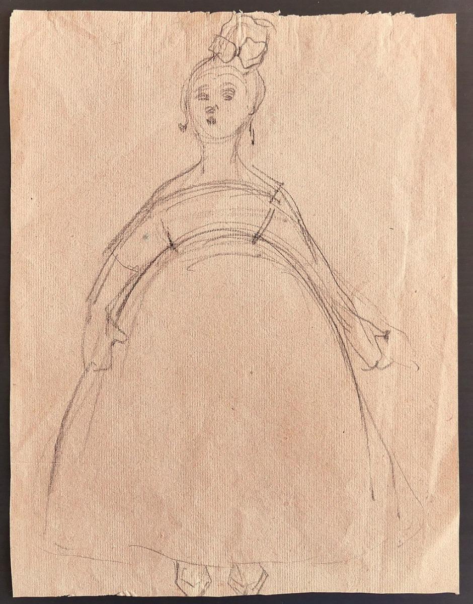 The Girl - Pencil and Pastels on Paper by O. Roche - Early 20th Century - Art by Jules Charles Boquet