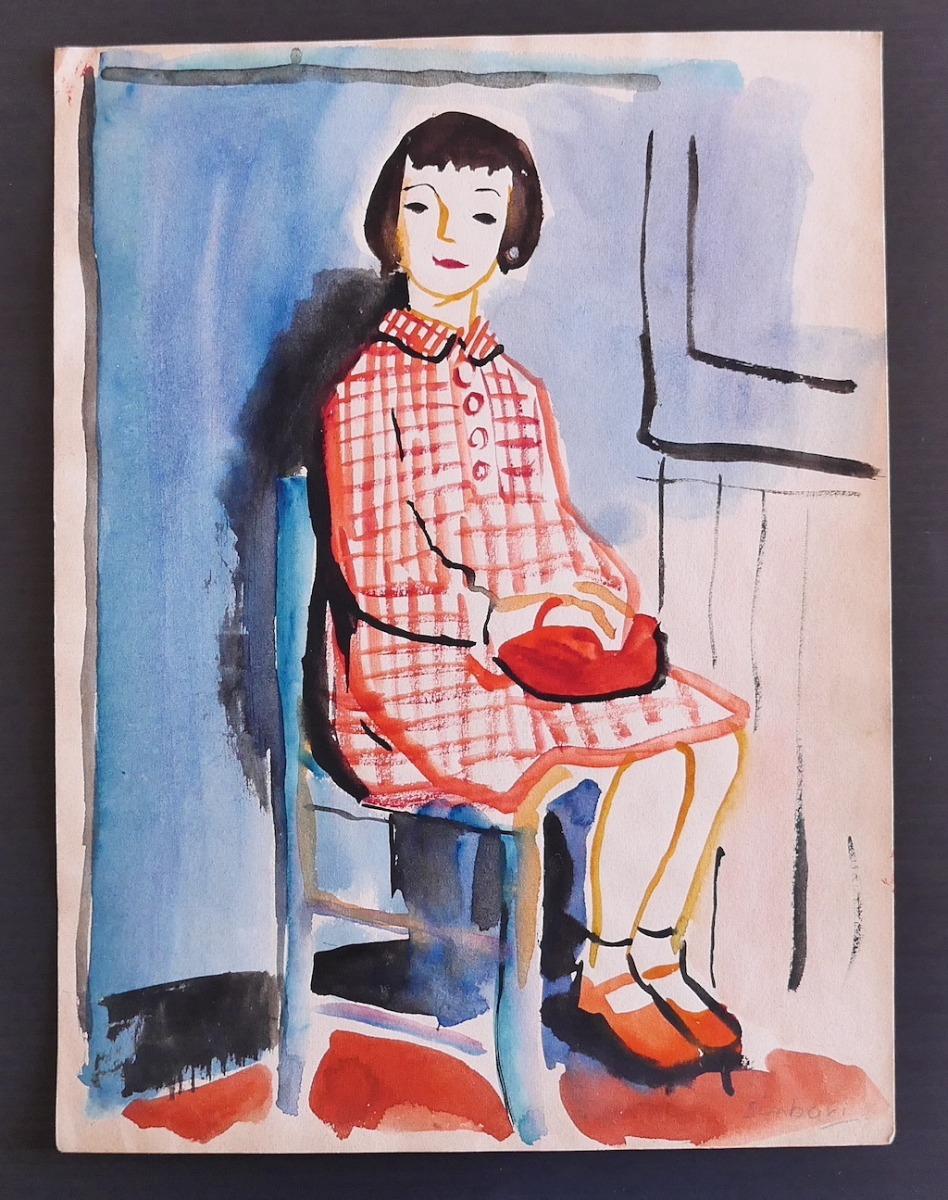 The Girl is an original drawing mixed media, ink and watercolor on paper, realized by Nicola Simbari in 1960 ca.

In good conditions except for foldings.

Hand-signed on the lower right.

Nicola Simbari (San Lucido, 1927) was an Italian painter.