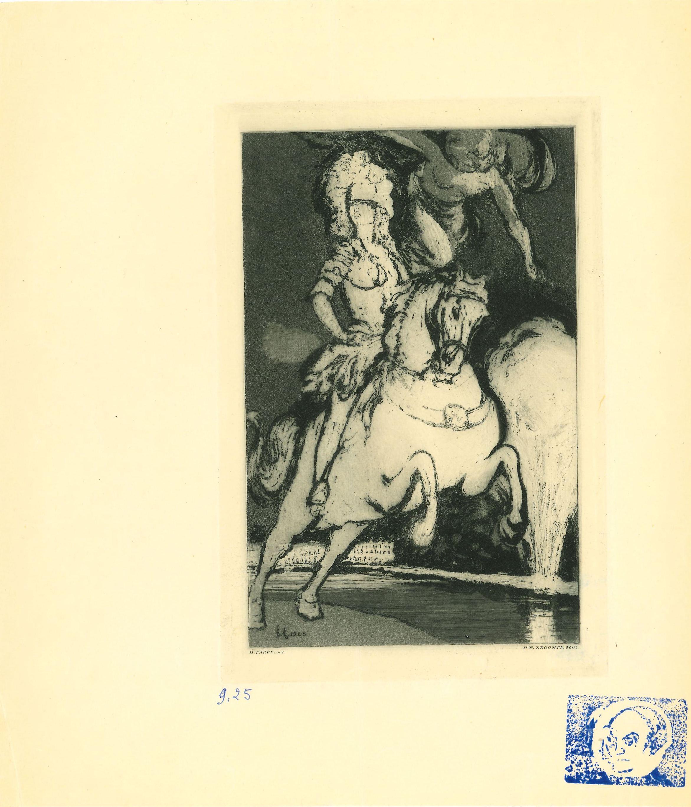 Henri Farge Figurative Print - Horse - Original Etching after H. Farge - 1923