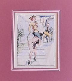 Sketch for a BDSM Scenography - Ink and Watercolor - Late 20th Century