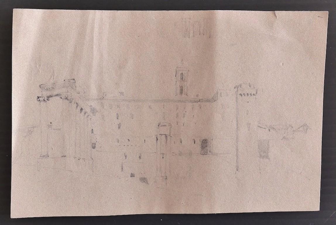 Roman Landscape -  Pencil on Paper by E. Coleman - Early 20th Century