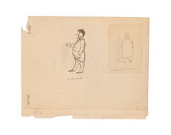 Der Mann im Profil - Original-Tintenzeichnung - Ende des 19. Jahrhunderts