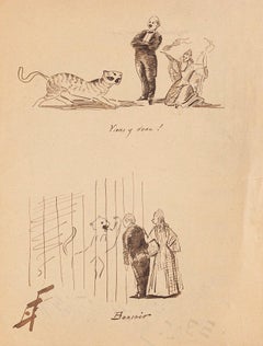 Fériojé aux Fauves - Original China Ink Drawing - 1894