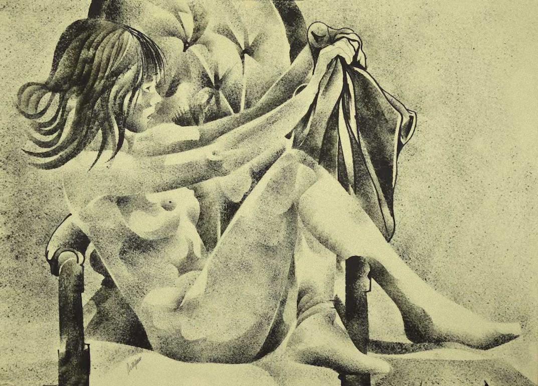 Female Nude -  Ink Drawing by G. De Stefano - Late 20th Century - Art by Gabriele De Stefano