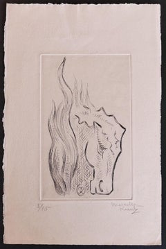 Le cheval - eau-forte de Marcel Kurtz - fin du XXe siècle
