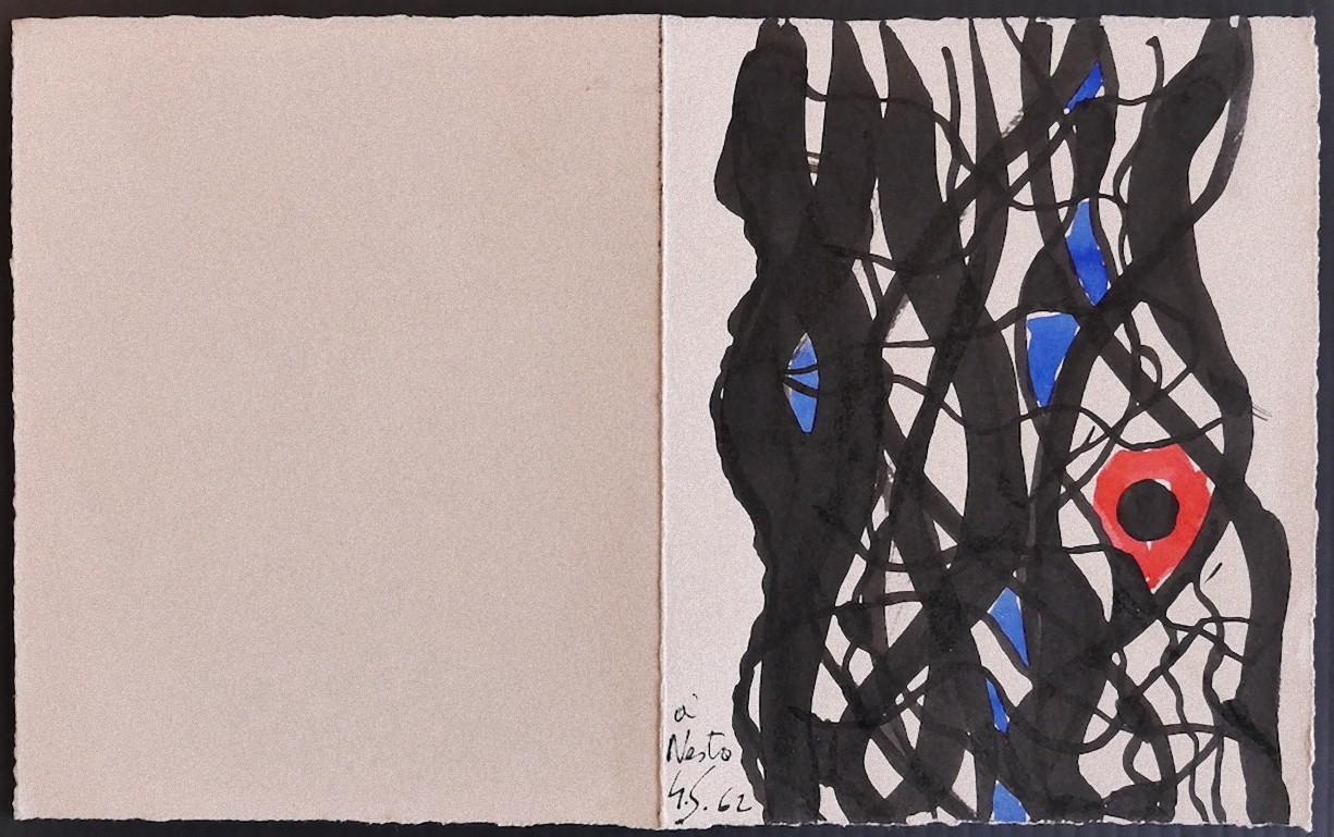 Gustave Singier Abstract Drawing - Composition - Watercolor Drawing on Paper by G. Singer - 1962