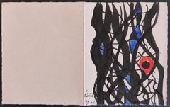 Composition - Dessin à l'aquarelle sur papier de G. Singer - 1962