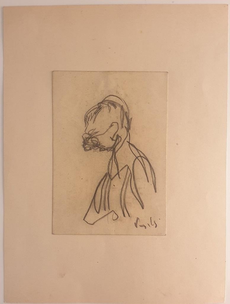 Antonio Vangelli Figurative Art - Portrait - Pencil Drawing on Paper by A. Vangelli - 1940s