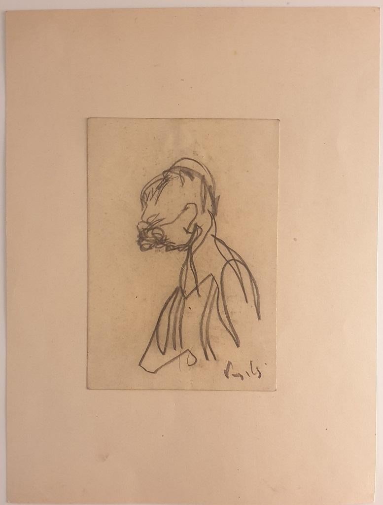 Portrait - Pencil Drawing on Paper by A. Vangelli - 1940s