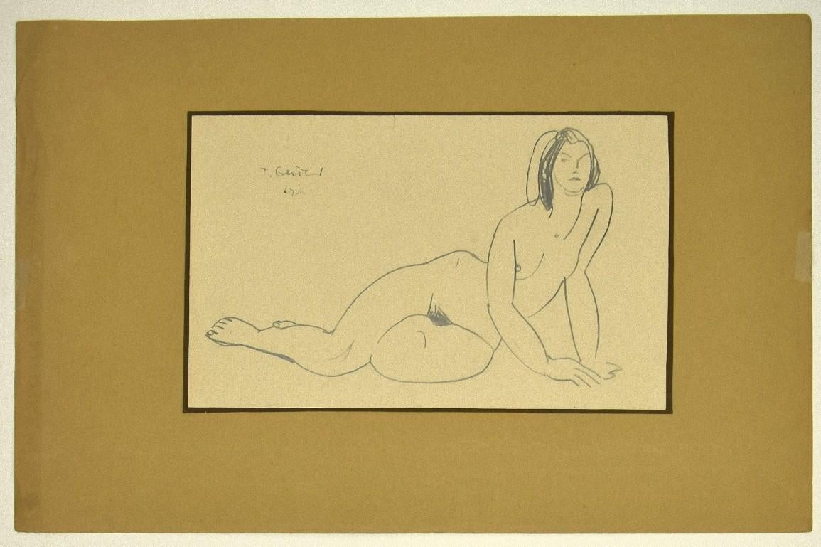 Naked Female - Original Pencil Drawing by Tibor Gertler - Mid-20th Century