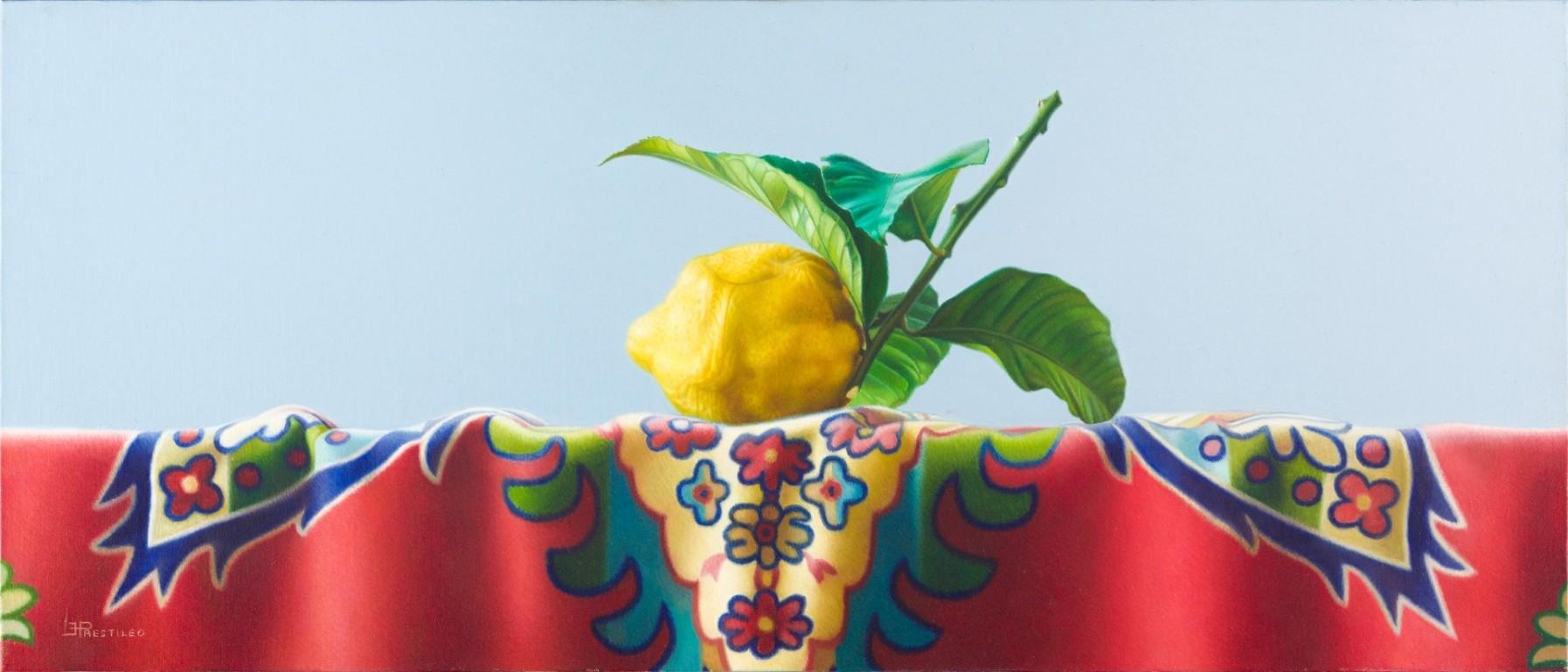 Lemon s an original artwork realized by the italian painter Enzo Prestileo in 2007.

Mixed colored oil on canvas.

The artwork is hand-signed on the lower left margin.

The artwork depict a still life lemon on a table and it's characterized by very