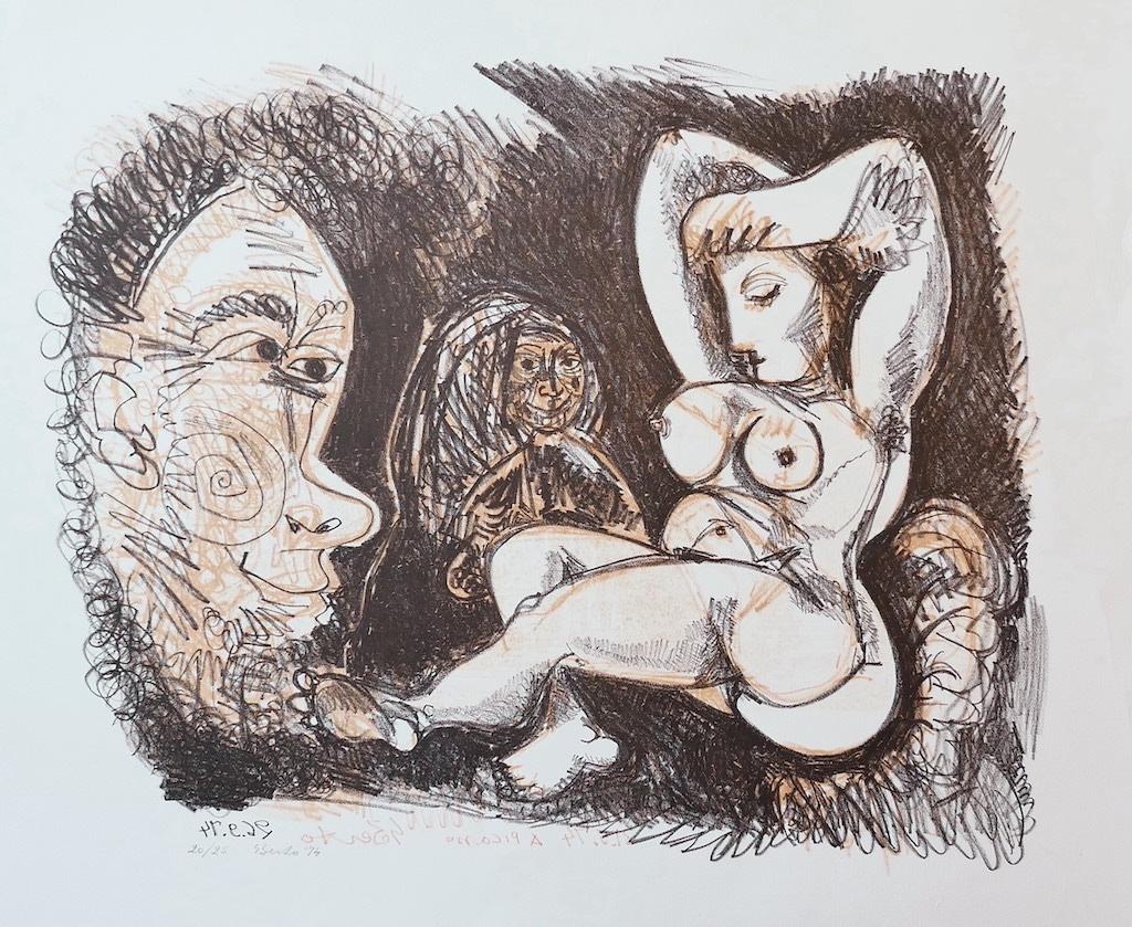 Hommage à Picasso - Lithographie de Gian Paolo Berto - 1974