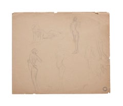 Antique Figures of Women - Original Pencil Drawing by C. L. Moulin - Early 20th Century