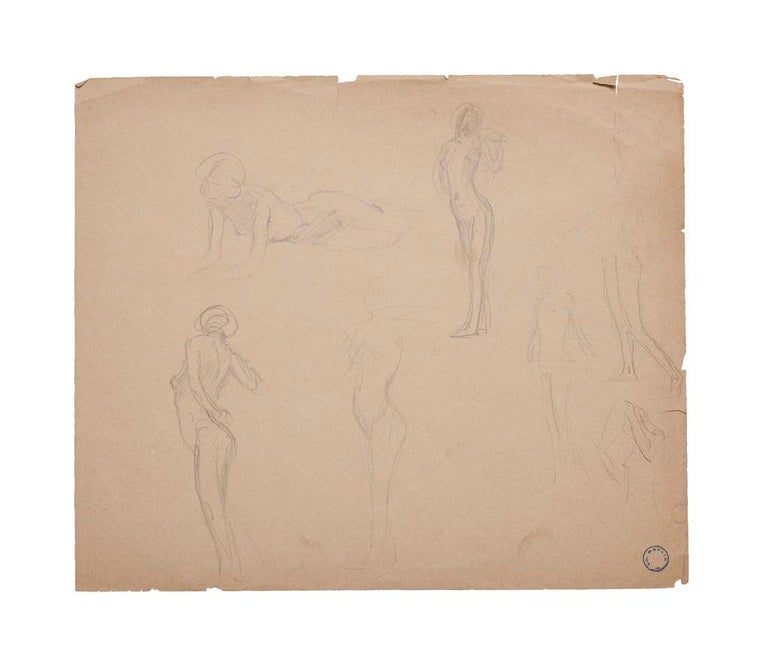 Charles Lucien Moulin Figurative Art - Figures of Women - Original Pencil Drawing by C. L. Moulin - Early 20th Century