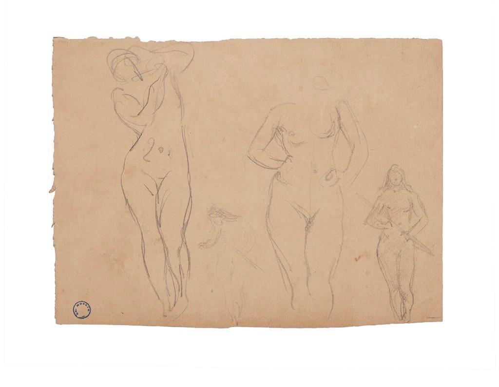 Unknown Figurative Art - Figures of Women - Original Drawing by C. L. Moulin - Early 20th Century