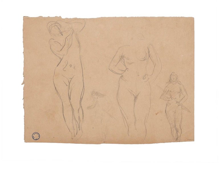 Unknown Figurative Art - Figures of Women - Original Drawing by C. L. Moulin - Early 20th Century