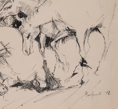Caballos - Dibujo de Domenico Purificato - 1952