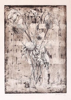 Flowers - Original Etching by Walter Piacesi - 1972