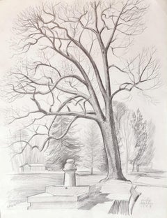 Landscape - Original Pencil on Paper by Emile Deschler - 1987