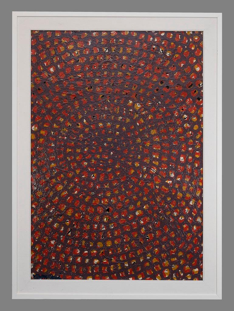 Optische Komposition in Rot – Gemälde von Carlo Montesi – 1966