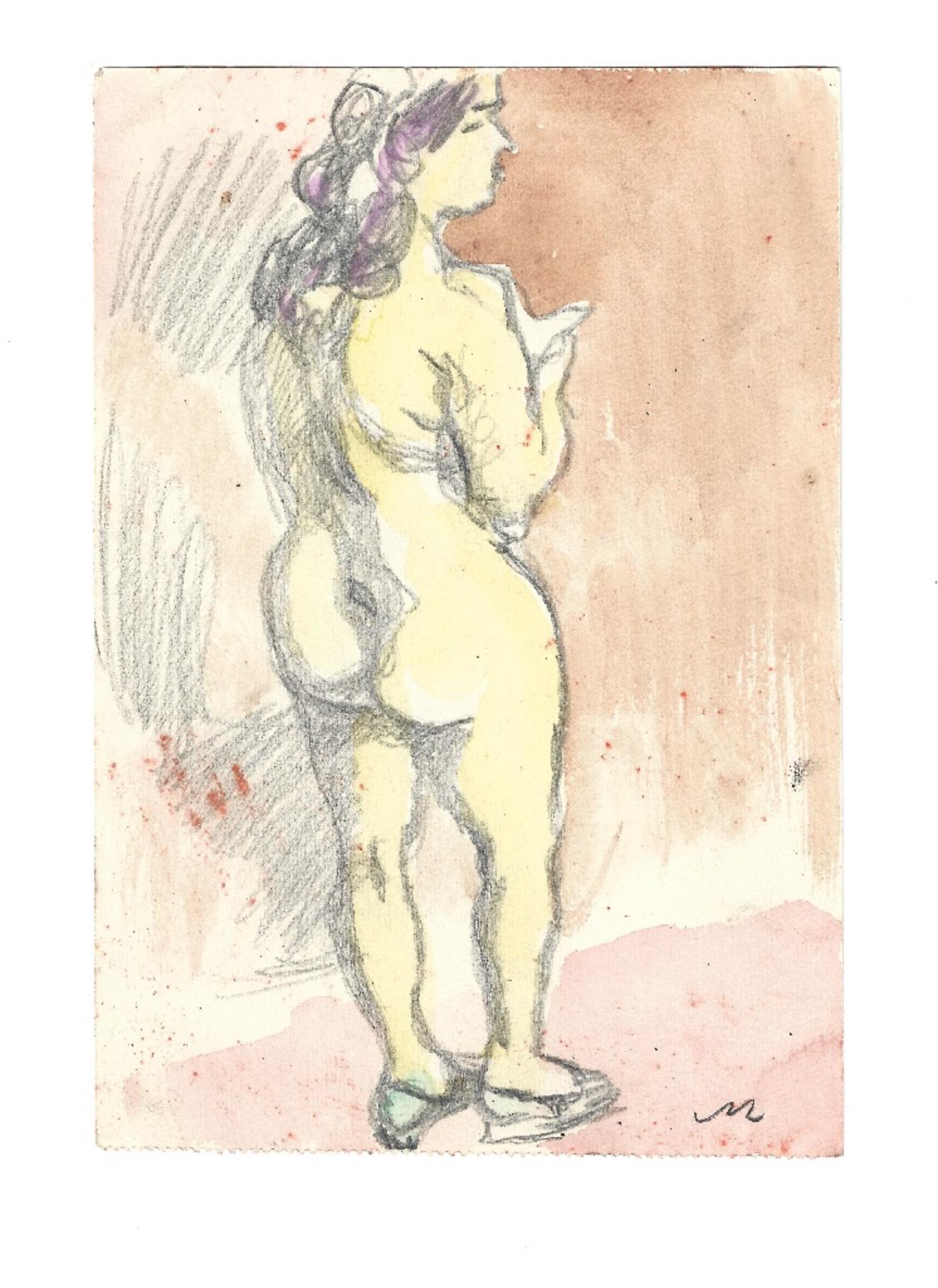 Nudo femminile (Female Nude) is an original watercolor drawing on paper, realized around the Seventies by the great Italian artist and journalist, Mino Maccari (Siena, 1898 - 1989).

Monogrammed "M" in pencil on the lower right margin. perfect