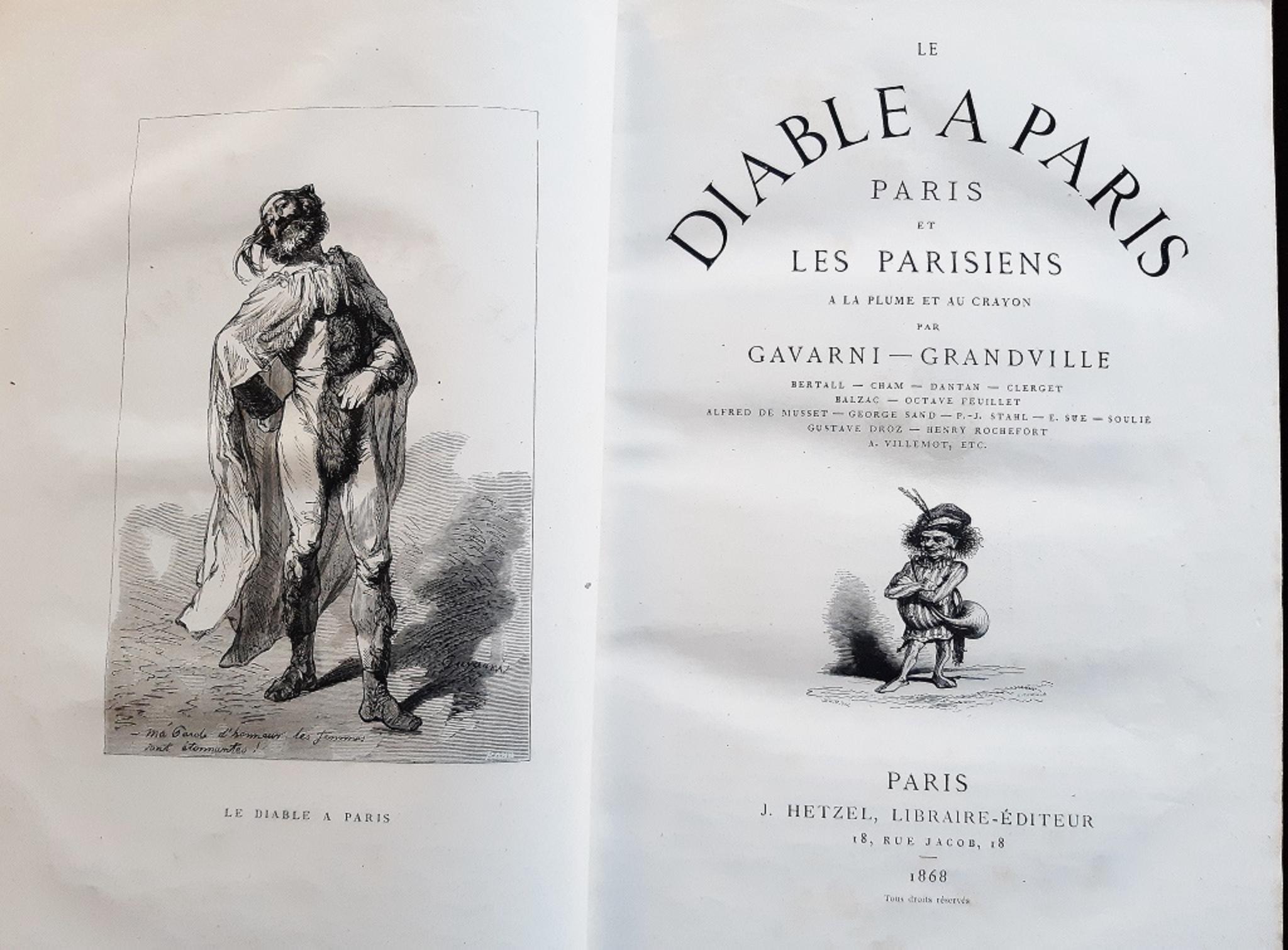 Le Diable à Paris - Rare Book Illustrated by Paul Gavarni - 1869