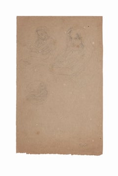 Nude von der Rückseite – Original-Bleistift von Charles Lucien Moulin – 20. Jahrhundert