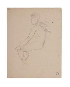 Nude of Woman - Original Pencil by Charles Lucien Moulin - Early 20th Century