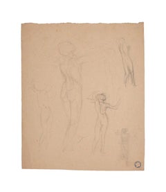 Figures of Women - Original Pencil by Charles Lucien Moulin - Early 20th century