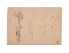 Figure di donne - Matita originale di Charles Lucien Moulin - Inizio XX secolo
