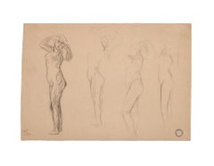 Figures of Women - Original Pencil by Charles Lucien Moulin - Early 20th Century