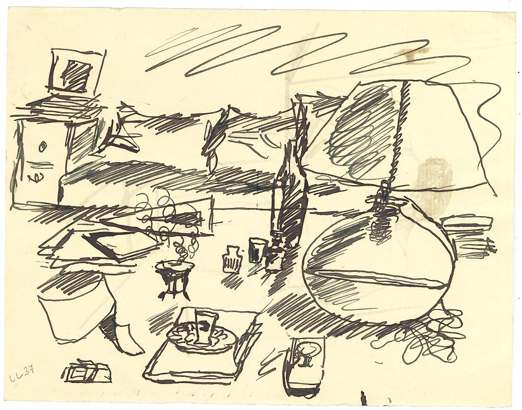The Bedroom - Pen Drawing by Leo Longanesi - 1937