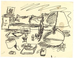 The Bedroom - Pen Drawing by Leo Longanesi - 1937