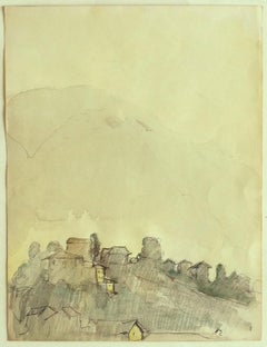 Landscape - Original Pencil and Watercolor on Paper - 19th Century