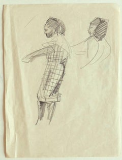 Antique Sketch for a Costume - Original Drawing in Pencil on Paper - Early 20th Century