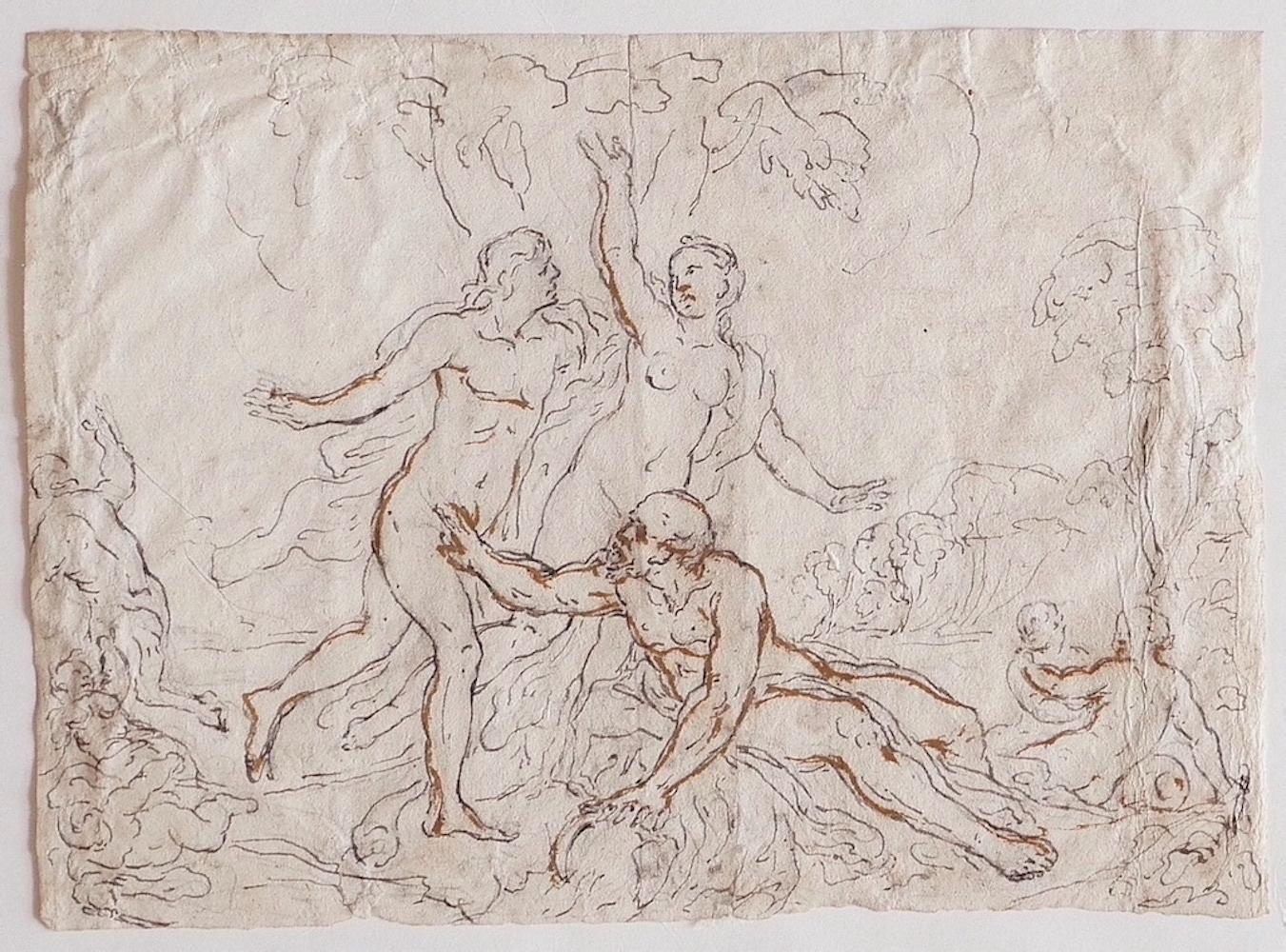 Unknown Figurative Art - Figures -  Pencil and Ink on Paper - 17th Century