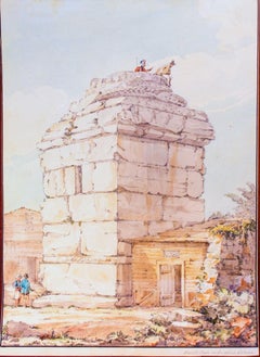 Decilli Tash or Arcadian Column - Original Watercolor by David Roberts - 1830