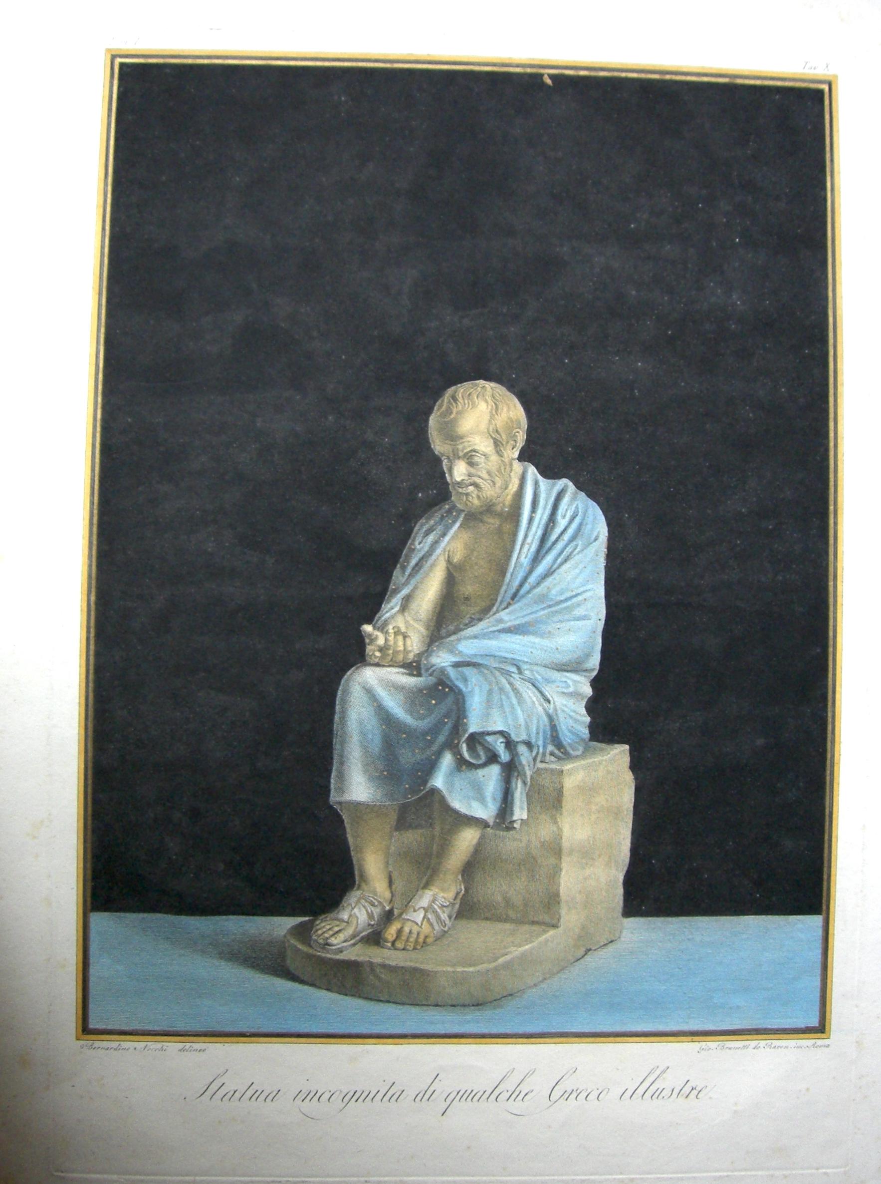 Portrait Print Giò. Brunet - Statue inconnue d'un important homme grec - gravure à l'eau-forte de Gi. Brunet - 1794