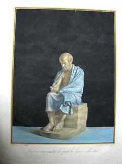 Statue inconnue d'un important homme grec - gravure à l'eau-forte de Gi. Brunet - 1794