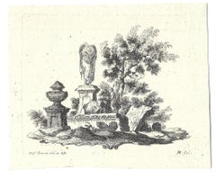 Antique Ruins - Original Etching after Giuseppe Contenti - 1790s