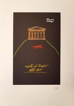 Vintage Visita il Tempio delle Cose - Lithograph by Fabio De Poli - 1970s